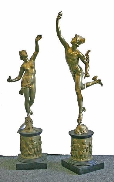 Appraisal: A pair of gilt brass and slate figures of Mercury