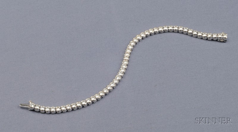 Appraisal: kt White Gold and Diamond Bracelet Retailed by Mayor's bezel-set