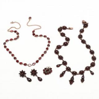 Appraisal: Victorian Gold Filled Bohemian Garnet Collection to include a suite