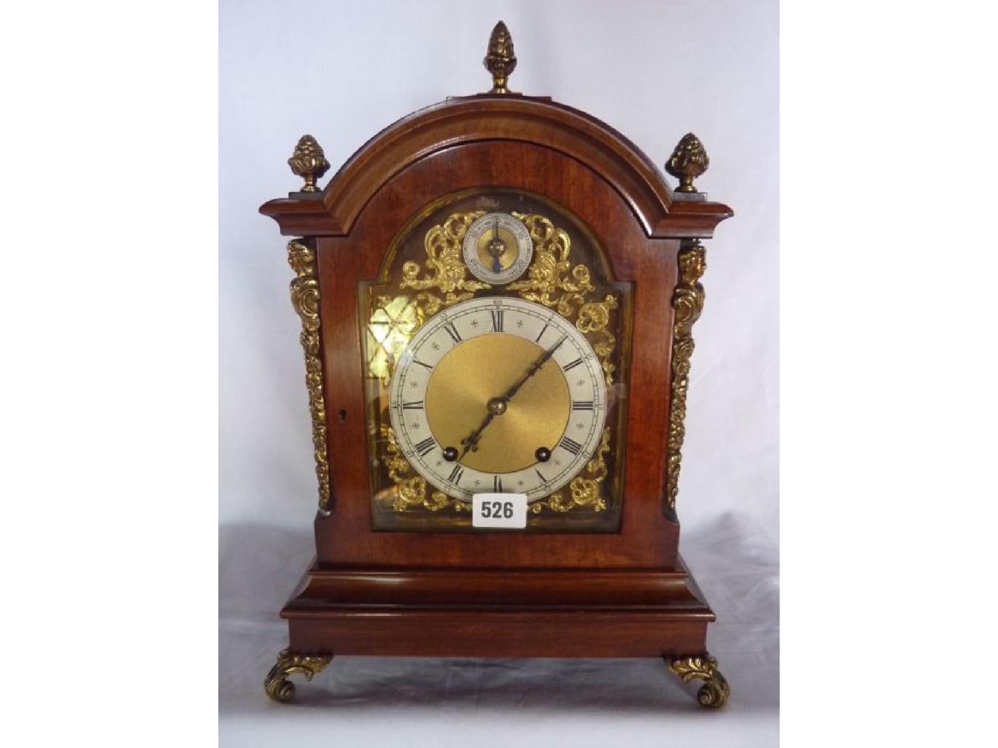 Appraisal: A good quality late Victorian walnut bracket clock the broken