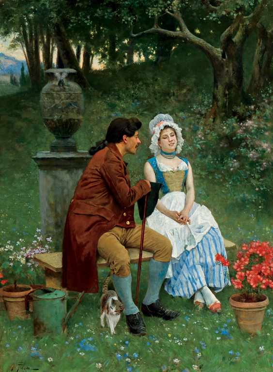 Appraisal: ALBERTO PISA Italian - Afternoon Courtship oil on canvas signed