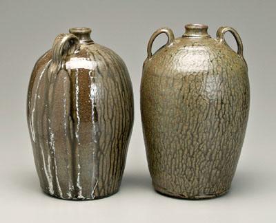 Appraisal: Two Matthew Hewell jugs Gillsville Georgia born stoneware with runny