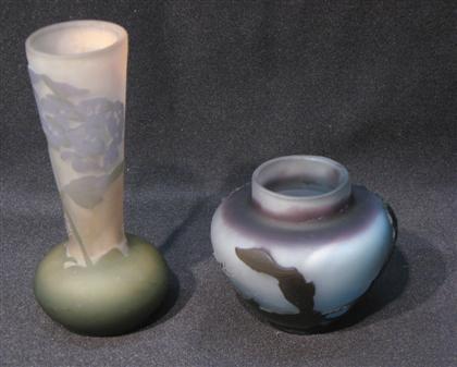 Appraisal: Two small Galle style art glass vases th century H