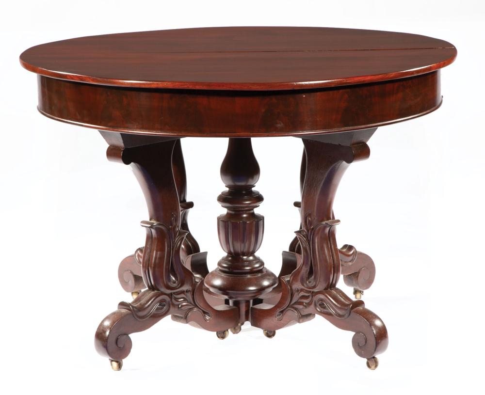 Appraisal: American Classical Carved Mahogany Extension Dining Table c labeled Briggs