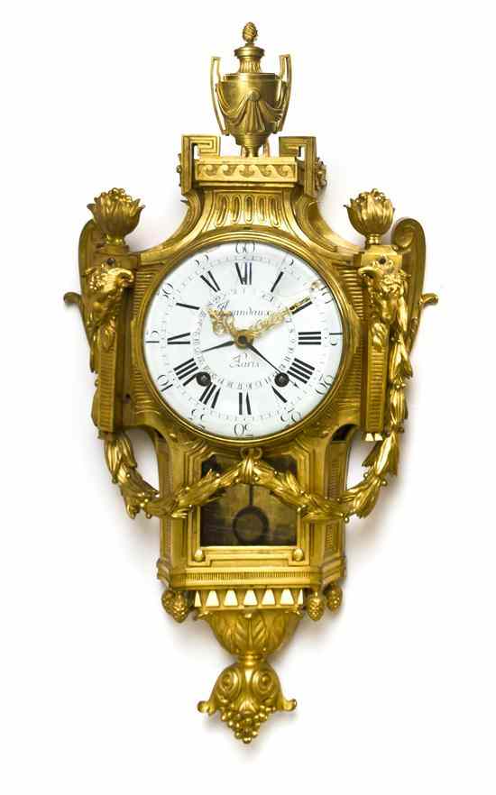 Appraisal: A Louis XVI Gilt Bronze Cartel Clock Arsandaux having a