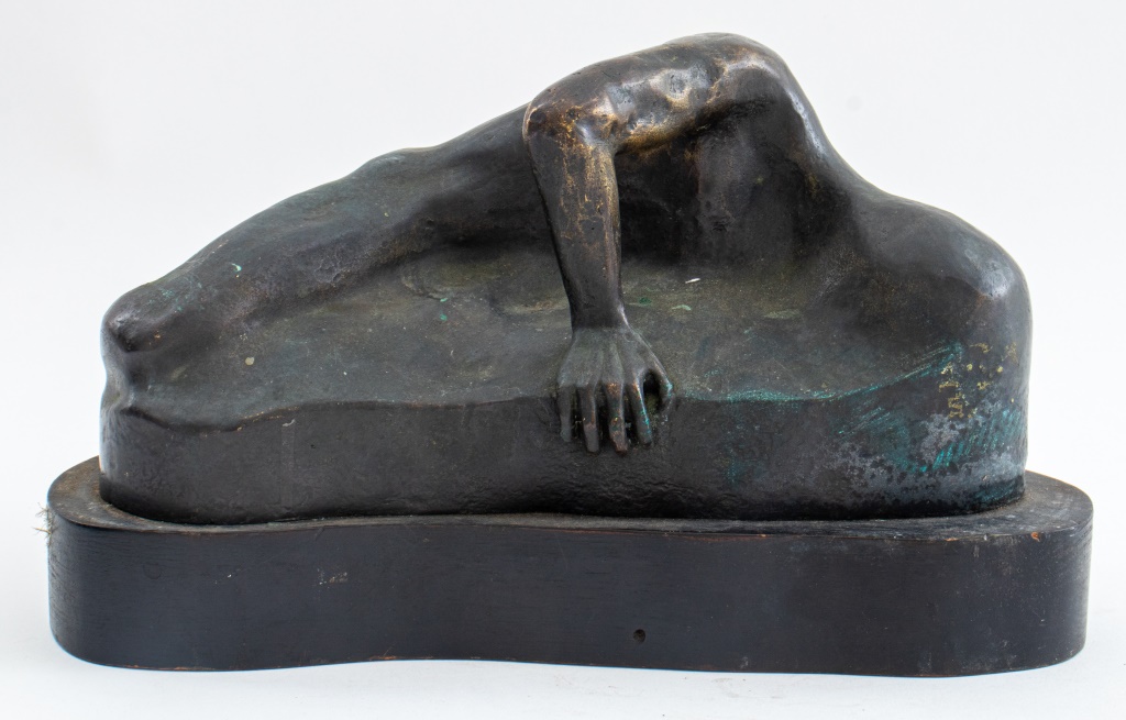 Appraisal: ILLEGIBLY SIGNED FIGURATIVE BRONZE SCULPTURE Bronze sculpture with gilt and