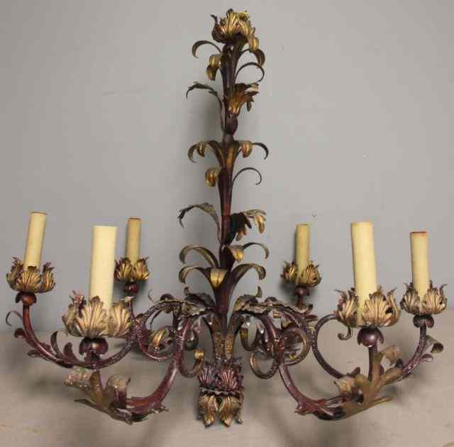 Appraisal: Leaf Form Tole Metal Chandelier From a Bronxville NY location