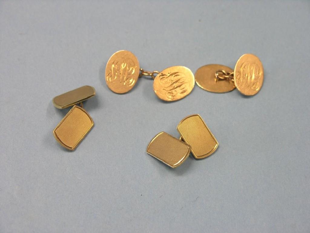 Appraisal: A pair of ct gold cuff-links grams a pair of