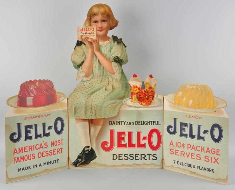 Appraisal: Cardboard Jell-O Advertising Foldout Display Description Beautiful image of girl