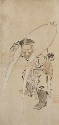 Appraisal: Attr Katsushika Hokusai Japanese - A man with a huge