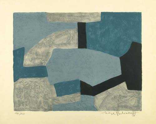 Appraisal: POLIAKOFF SERGE Composition in grey green and blue Lithograph Signed