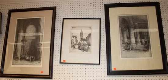 Appraisal: Framed print and a framed etching Estimate - No condition