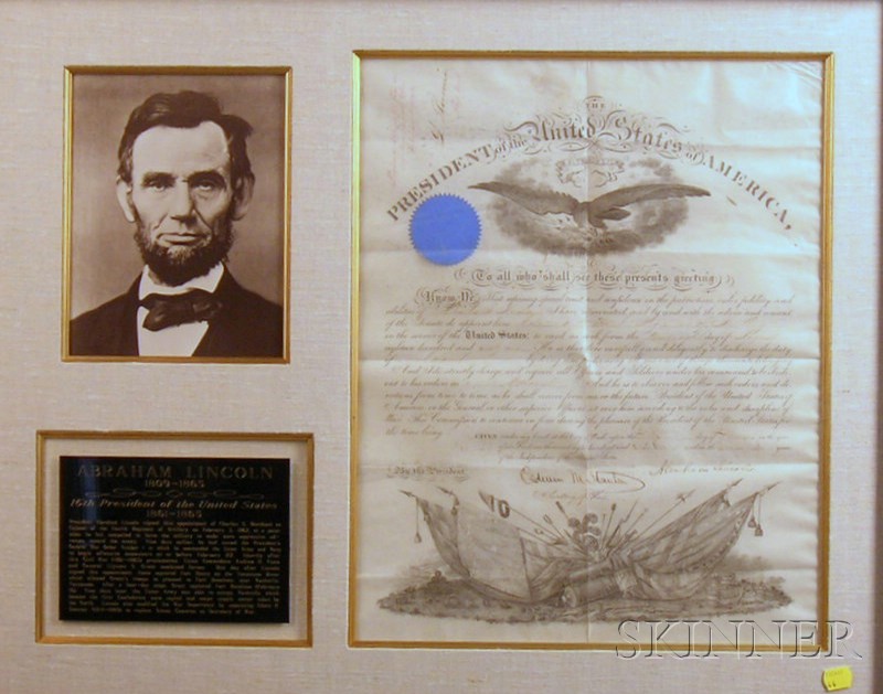 Appraisal: Lincoln Abraham - Signed document February one page as President