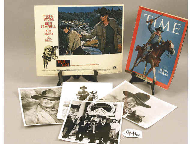 Appraisal: John Wayne's True Grit movie stills lobby card and Time