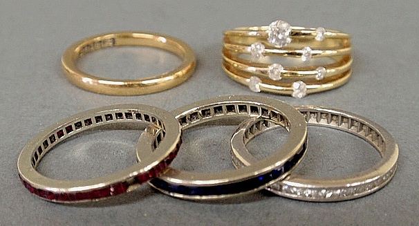 Appraisal: - Five ladies rings channel set k wg bands- diamonds