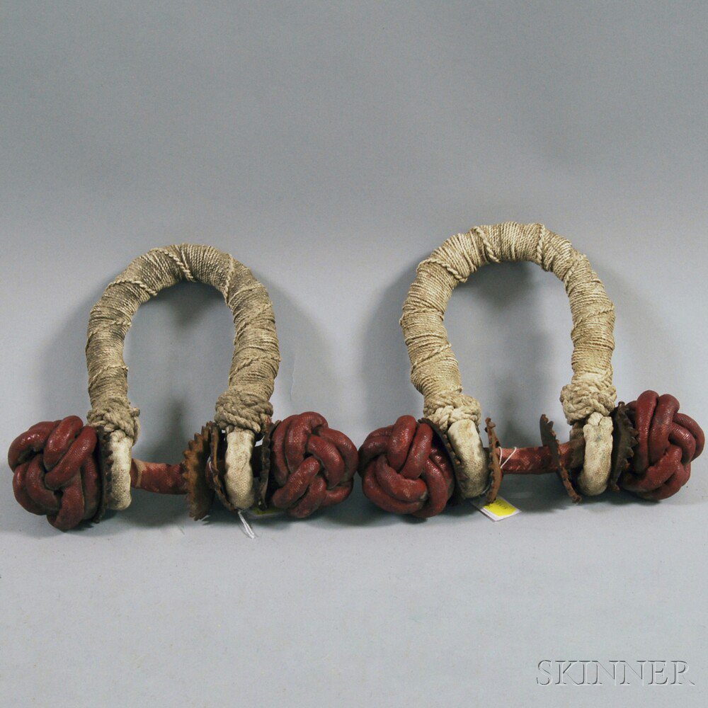 Appraisal: Pair of Painted Rope Beckets th century ht wd in