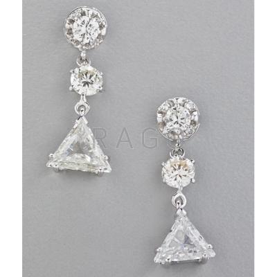 Appraisal: DIAMOND K WHITE GOLD PENDANT EARRINGS Each articulated earring suspends