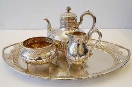 Appraisal: M H WILKENS SOHNE GERMAN SILVER FOUR PIECE TEA SERVICE