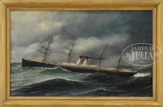 Appraisal: ATTRIBUTED TO ANTONIO JACOBSEN American - PORTRAIT OF THE SHIP