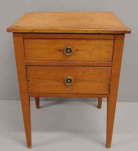 Appraisal: Hepplewhite cherry two-drawer stand c h top x