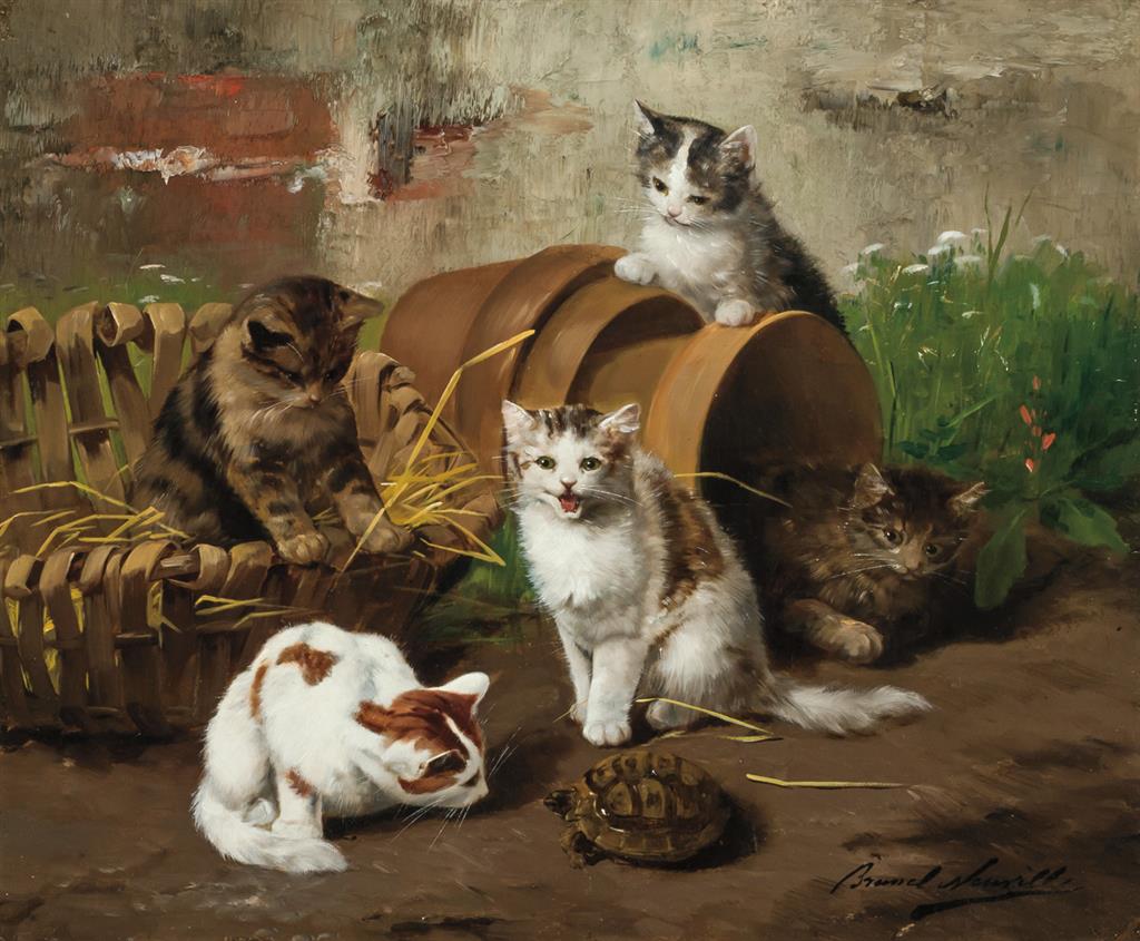 Appraisal: ALFRED ARTHUR BRUNEL DE NEUVILLE French - Kittens in the