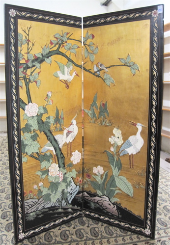 Appraisal: TWO-PANEL FLOOR SCREEN Chinese th century the two panels forming