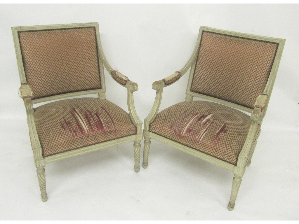 Appraisal: A pair of th century French armchairs decorated with circular