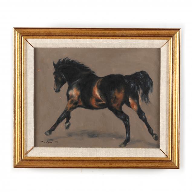 Appraisal: MEREDITH MARTENS NC RUNNING HORSE Oil on canvas signed and