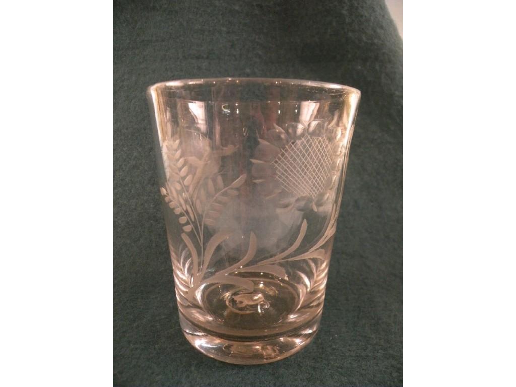 Appraisal: A thC cut glass tumbler decorated with flowers and a