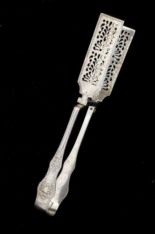 Appraisal: A PAIR OF VICTORIAN ASPARAGUS TONGS Queen's or Rosette pattern