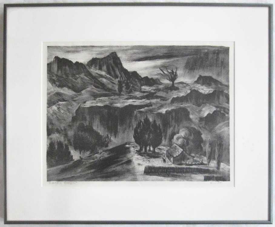 Appraisal: WILLIAM H GIVLER LITHOGRAPH Portland Oregon - Eastern Oregon Pencil