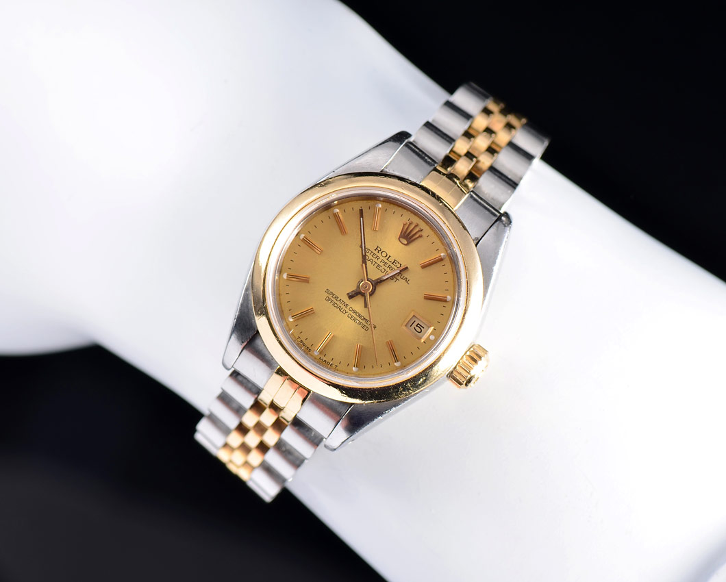 Appraisal: LADIES ROLEX JUBILEE WRIST WATCH K yellow gold and stainless