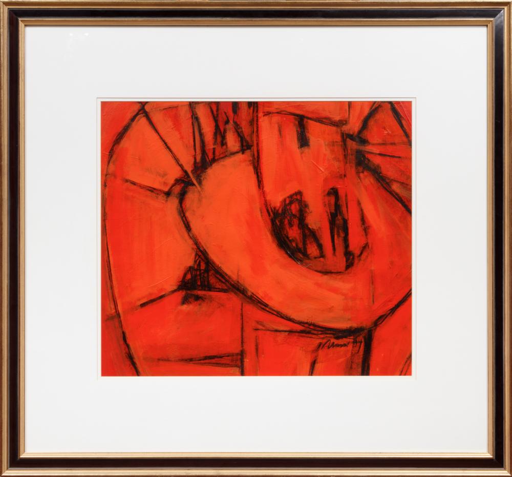 Appraisal: Continental School th c Untitled Composition in Red acrylic and