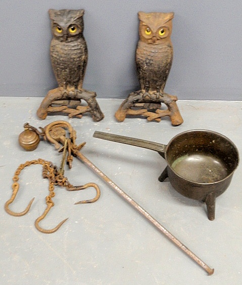 Appraisal: - Group of metalware-bronze posnet late th c h mixed