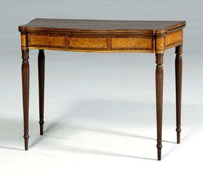 Appraisal: New England Federal card table mahogany with bird s-eye maple