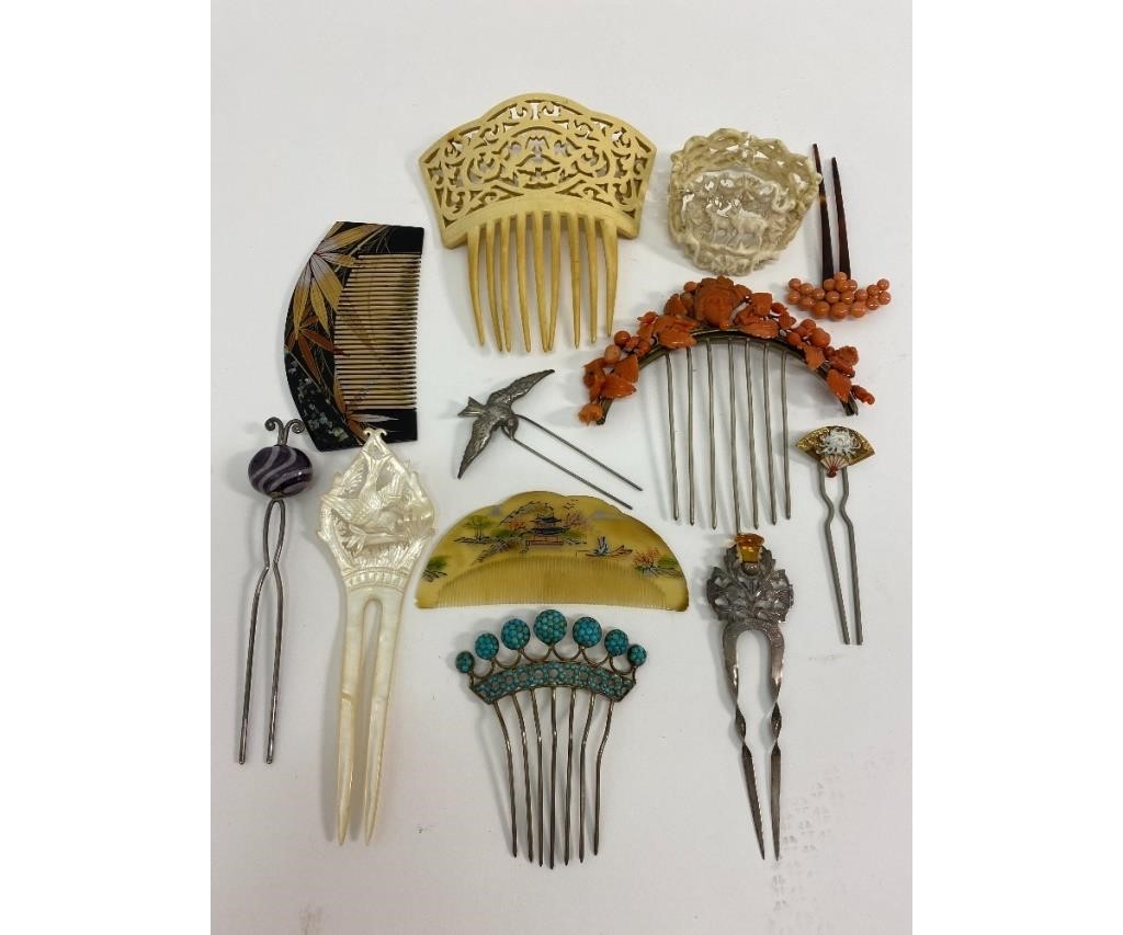 Appraisal: Miscellaneous collection of twelve Victorian hair combs and hair sticks