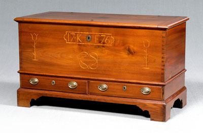 Appraisal: Inlaid Pennsylvania chest dated walnut lift top with original iron