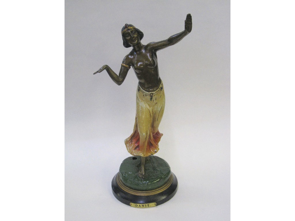 Appraisal: Painted spelter figure of an Art Deco style woman 'Danse'