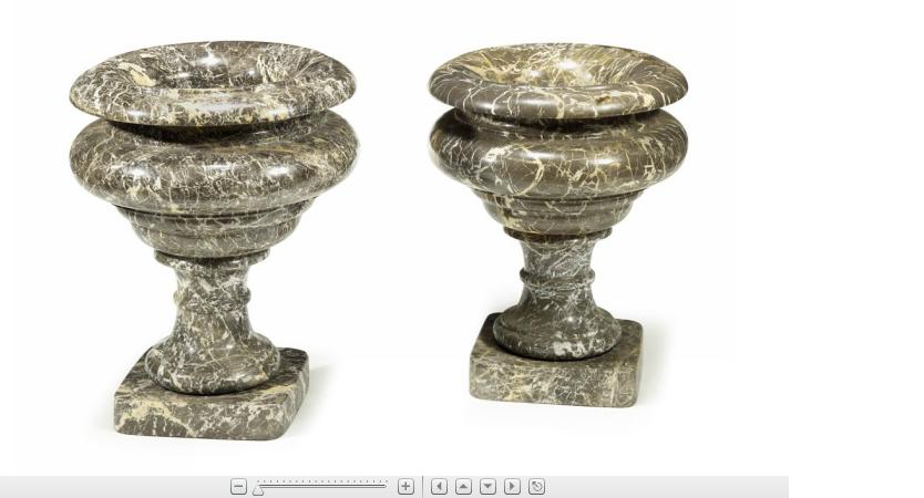 Appraisal: Pair of large gray veined marble urns th century