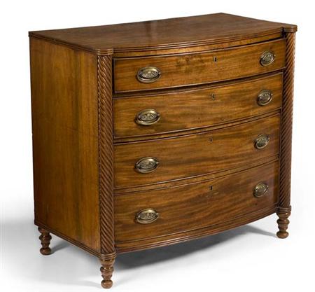 Appraisal: A George IV mahogany bowfront chest of drawers circa the