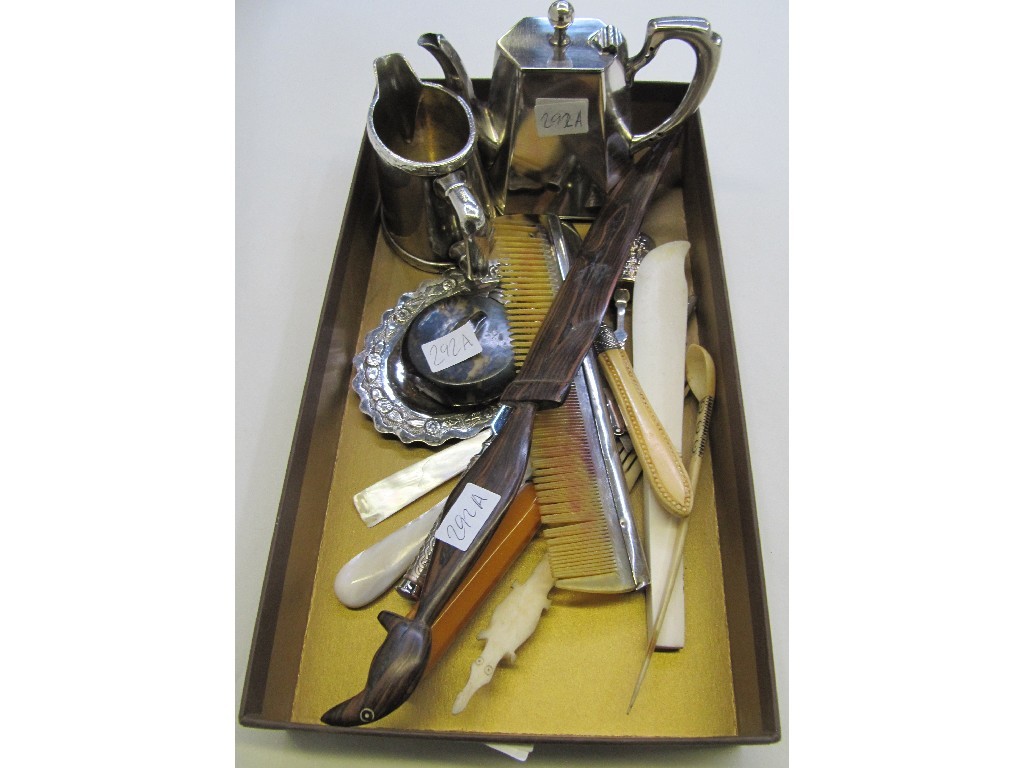 Appraisal: Box of miscellania - EP pot and jug letter openers