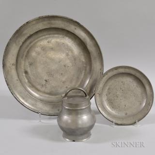 Appraisal: Pewter Charger Plate and Hot Water Container ht to dia