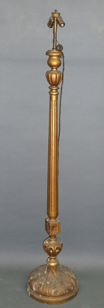 Appraisal: Gilt carved standing floor lamp h