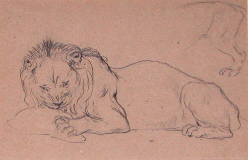 Appraisal: Lion Saint-Marcel-Cabin Charles Edme French - student of Eugene Delacroix