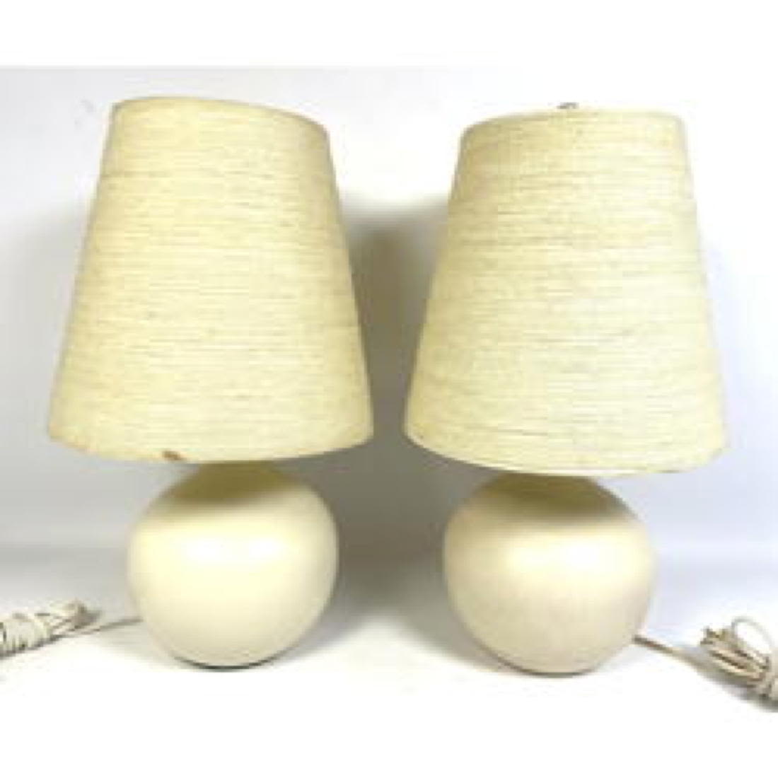 Appraisal: Vintage Bulbous Pair of Cream Glaze Lotte and Gunnar Bostlund