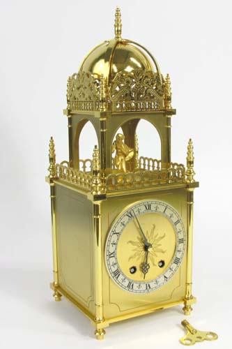 Appraisal: AUTOMATON BELL TOWER LANTERN CLOCK Swiss th century The square