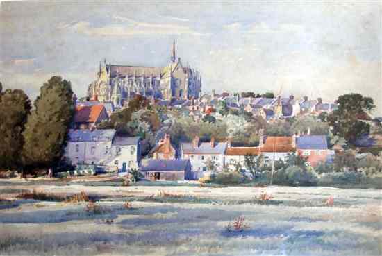 Appraisal: Edwin Harris - watercolour View of Arundel signed and dated