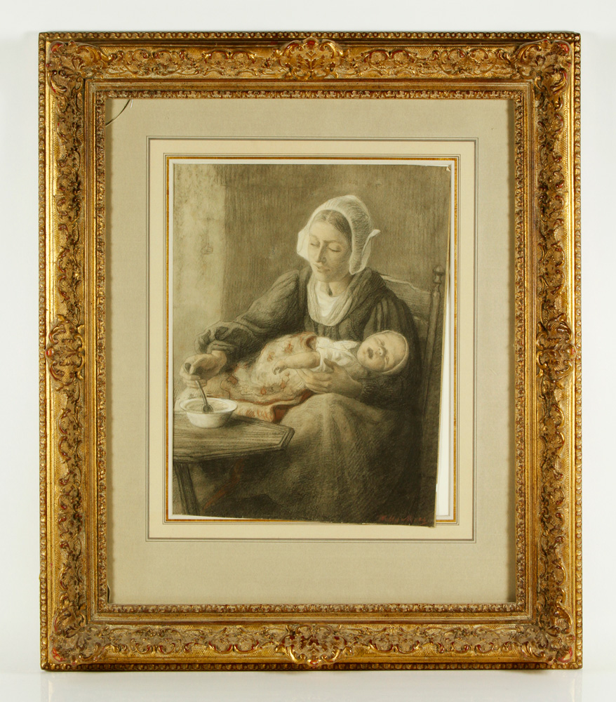 Appraisal: - Moes Mother and Child Pastel Wilhelmina Walburga Wally Moes