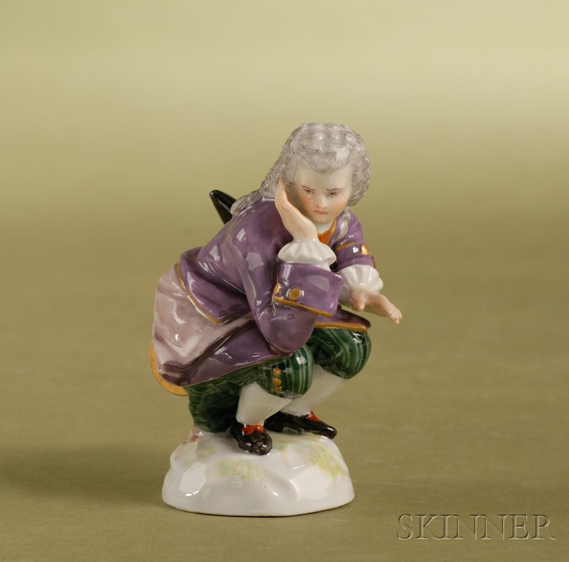 Appraisal: Meissen Porcelain Figure of a Man Squatting Germany late th