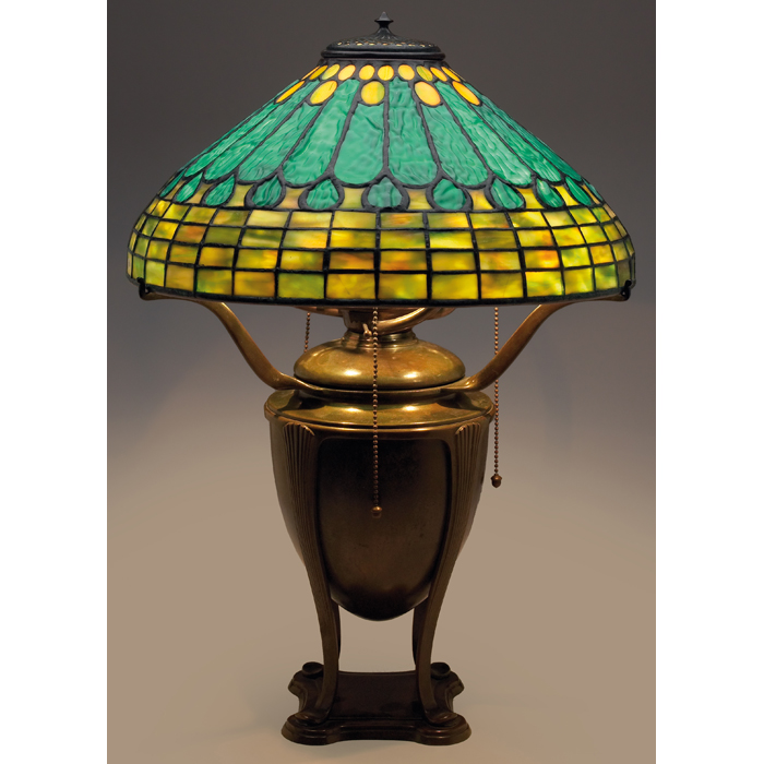 Appraisal: Tiffany Studios lamp bronze four-legged base with a good original